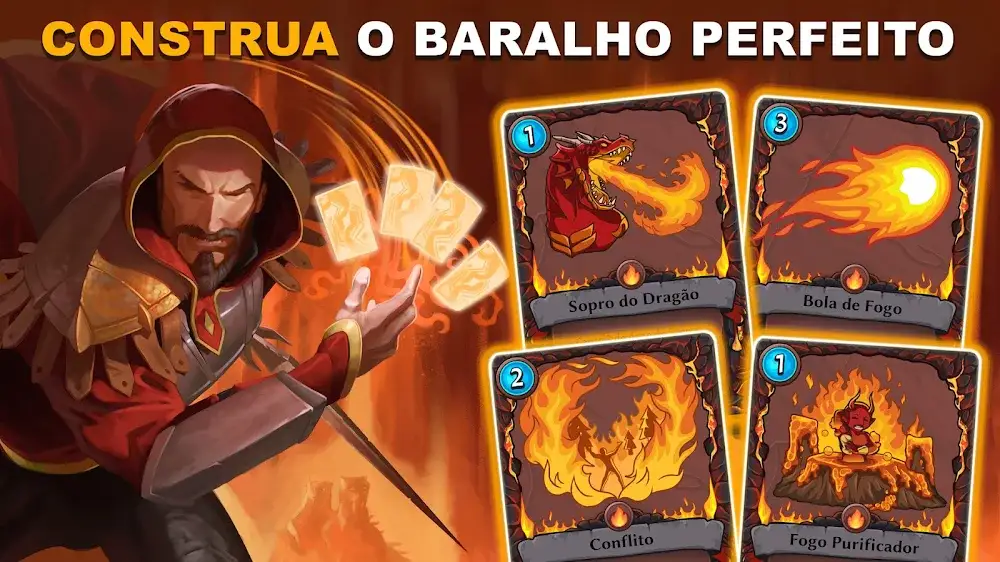 Captura de ecrã de Abalon: construção de baralho com cartas de fogo